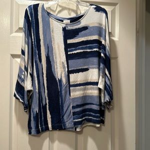 Blue beige and navy oversized top